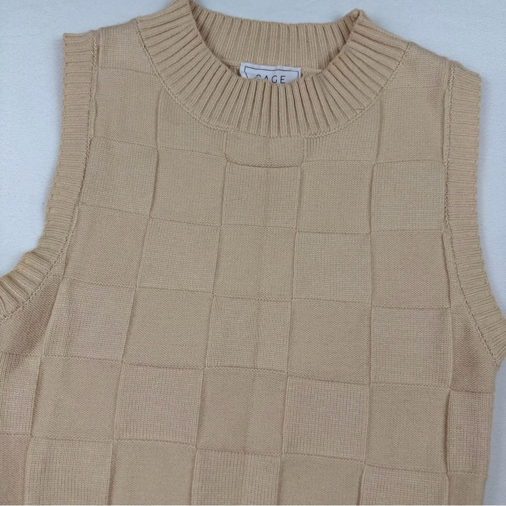 Sage The Label Suddenly I See Sweater Vest Knit Neutral Minimalist Cropped XS - Picture 10 of 12